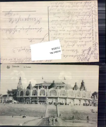 715858 Belgium Ostende Kursaal Feldpost Lengenfeld Vogtland