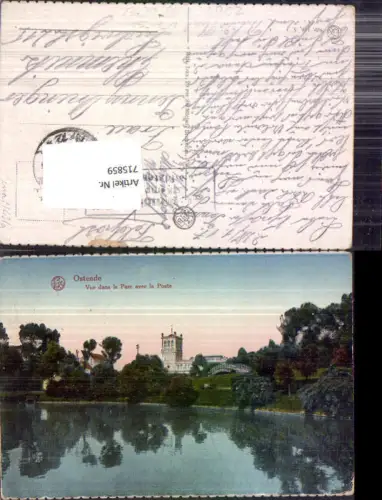 715859 Belgium Ostende Parc avec Poste Feldpost Chemnitz