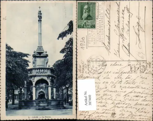 387460,Belgium Liege Le Perron Brunnen Säule
