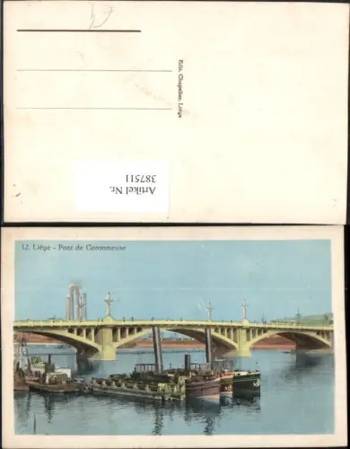 387511,Belgium Liege Pont de Coronmeuse Brücke Dampfer Boote