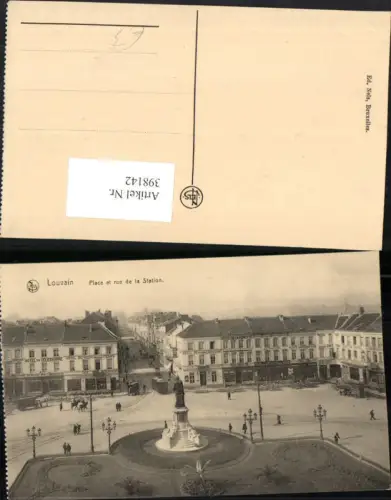 398142,Belgium Louvain Place et rue de la Station Denkmal Statue Hotels