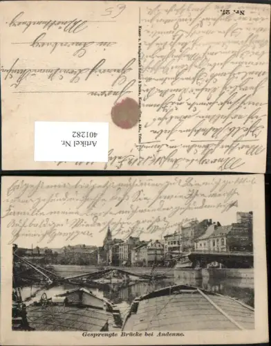 401282,Belgium Andenne Teilansicht Gesprengte Brücke