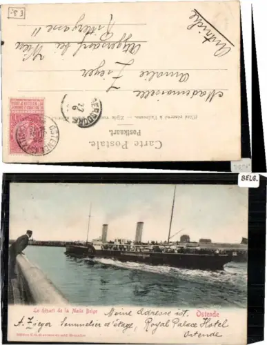 64127,Ostende Dampfer Le depart de la Malle belge 1902