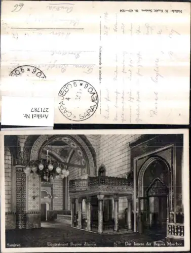 271787,Bosnien Sarajevo Innenansicht der Begova Moschee