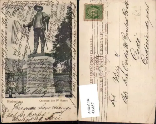 433857,Denmark Kjobenhavn Kopenhagen Christian den IV Statue Denkmal