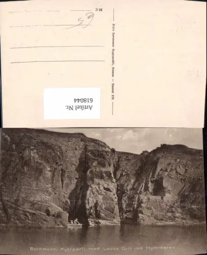 618044,Bornholm Kystparti med vaade Ovn ved Hammeren Boot Küste Denmark