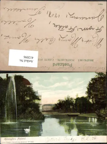 412096,Finland Helsingfors Helsinki Teich Schwan Fontäne