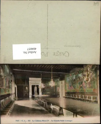 404057,Aquitanien Pyrenees-Atlantiques Pau Le Chateau Henri IV Grande Salle a manger Saal
