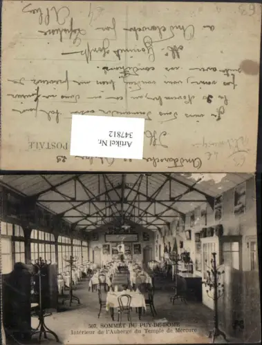 347812,Auvergne Puy-de-Dome Sommet du Puy-de-Dome Interieur de l'Auberge du Temple de Mercure