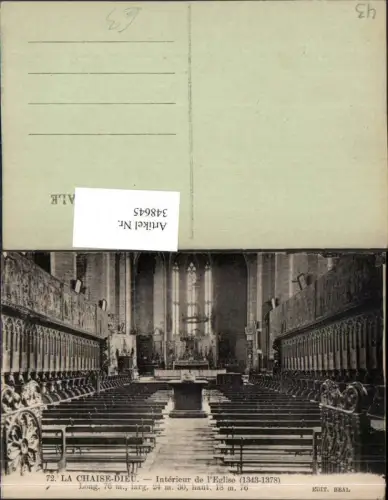 348645,Auvergne Haute-Loire La Chaise-Dieu Interieur de l'Eglise Kirche Innenansicht