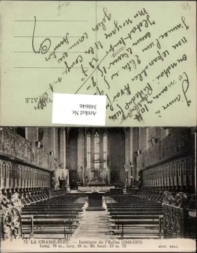 348646,Auvergne Haute-Loire La Chaise-Dieu Interieur de l'Eglise Kirche Innenansicht
