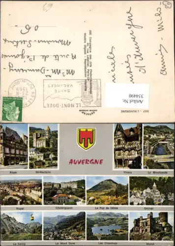 354490,Auvergne Puy-de-Dome Riom royat Mont-Dore Murol Orcival Thiers Mehrbildkarte