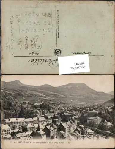 354493,Auvergne Puy-de-Dome La Bourboule Vue generale et le Puy Gros Totale