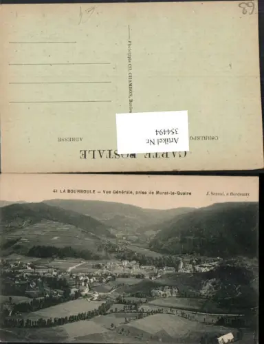 354494,Auvergne Puy-de-Dome La Bourboule Vue Generale prise de Murat-le-Quaire Totale