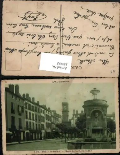 354495,Auvergne Puy-de-Dome Issoire Place de la Republique Brunnen