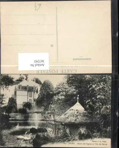 367293,Auvergne Allier Vichy Bassin des Cygnes et Villa des Serres Schwäne