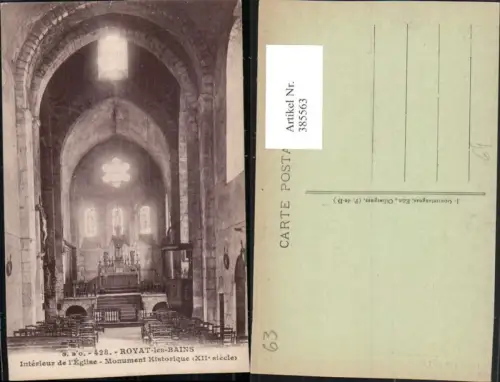 385563,Auvergne Puy-de-Dome Royat-les-Bains Eglise Interieur Kirche