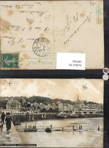 340764,Basse-Normandie Calvados Trouville Le bac a maree basse Teilansicht Steg