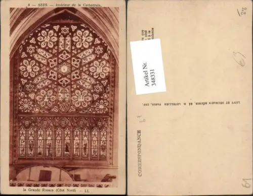 348331,Basse-Normandie Orne Sees Interieur de la Cathedrale Grande Rosace Kirche Fensterrose