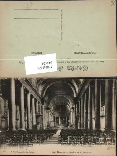 343424,Bretagne Ille-et-Vilaine Rennes Interieur de la Cathedrale Kirche