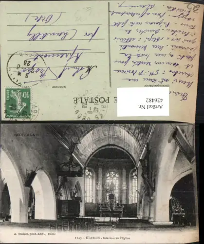 426482,Bretagne Cote-Amor Etables Interieur de l'Eglise Kirche Kanzel