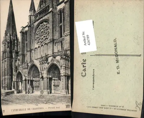 426789,Centre Eure-et-Loir Chartres Cathedrale Kirche Portal