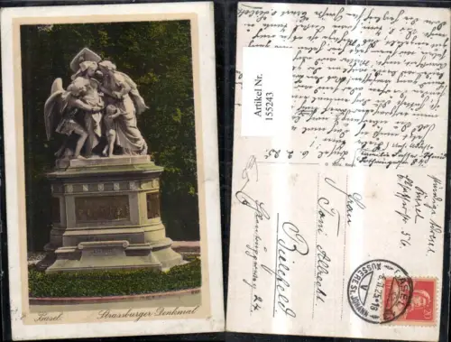 155243,Basel Strassburger Denkmal Statue 1925