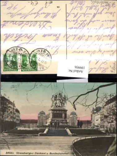 199956,Basel Strassburger Denkmal u. Bundesbahnhof Bahnhof