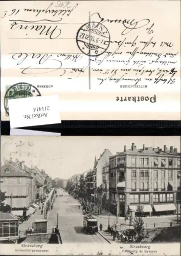 211414,Straßburg Strasbourg Strassburg Kronenburgerstrasse Faubourg de Saverne Strassenbahn