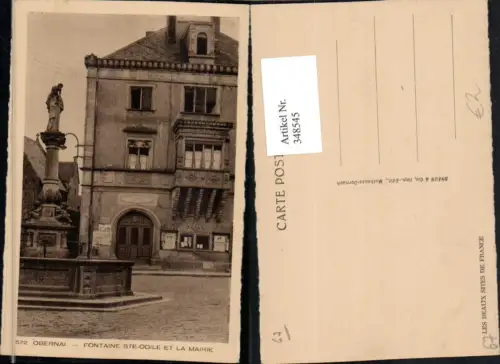 348545,Elsass Bas-Rhin Obernai Fontaine Ste-Odile et la Mairie Brunnen Rathaus