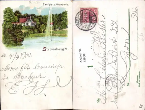 459007,Litho Elsass Bas-Rhin Straßburg Partie i. d. Orangerie