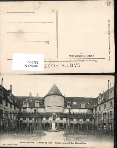332309,Haute-Normandie Eure Gisors L'hotel de Ville Ancien couvent des Carmelites Rathaus Hof