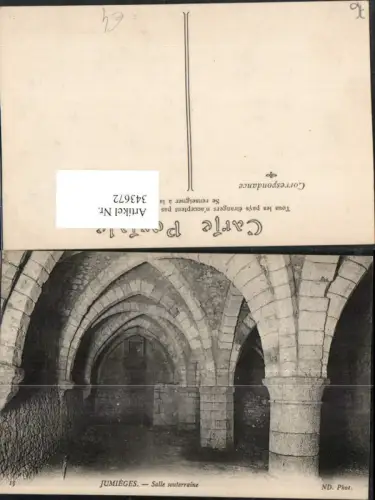 343672,Haute-Normandie Seine-Maritime Jumieges Salle souterraine Saal Säulen