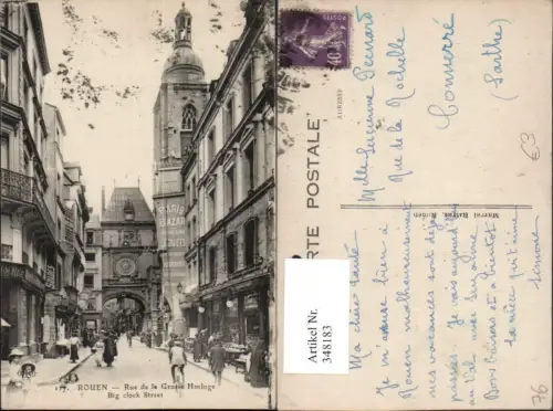 348183,Haute-Normandie Seine-Maritime Rouen Rue de la Grosse Horloge Straßenansicht Uhr Tor