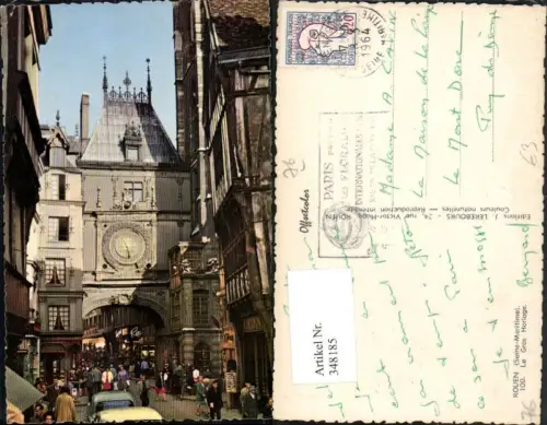 348185,Haute-Normandie Seine-Maritime Rouen Le Gros Horloge Uhr Tor Straßenansicht