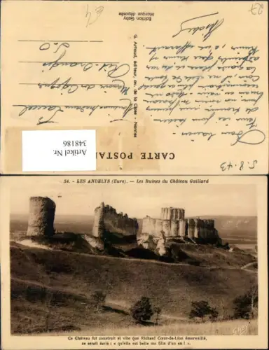 348186,Haute-Normandie Eure Les Andelys Les Ruines du Chateau Gaillard Schlossruine