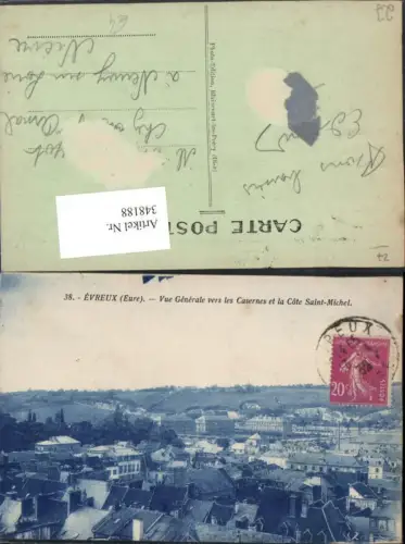 348188,Haute-Normandie Eure Evreux Vue Generale vers les Casernes et la Cote Saint-Michel