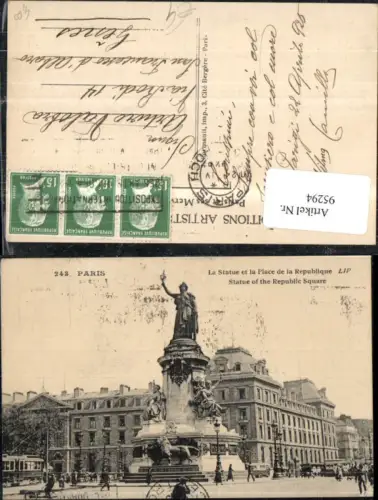 95294,Paris La Statue et la Place de la Republique
