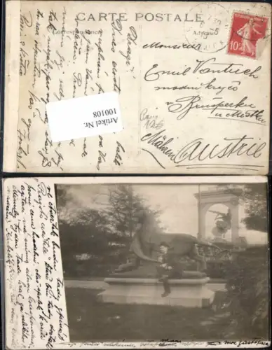 100108,RARE FotoAK Paris Denkmal Leute 1913