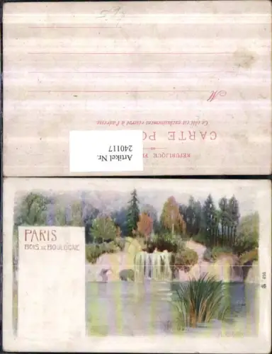 240117,Künstler Litho AK R. Hanche Paris Bois de Boulogne Partie