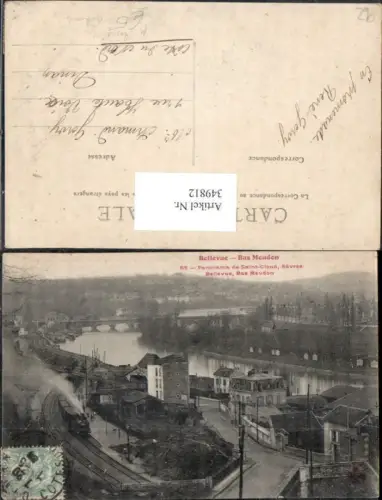 349812,Ile-de-Franche Hauts-de-Seine Bellevue Bas Meudon Panoraman m. Eisenbahn Lokomotive