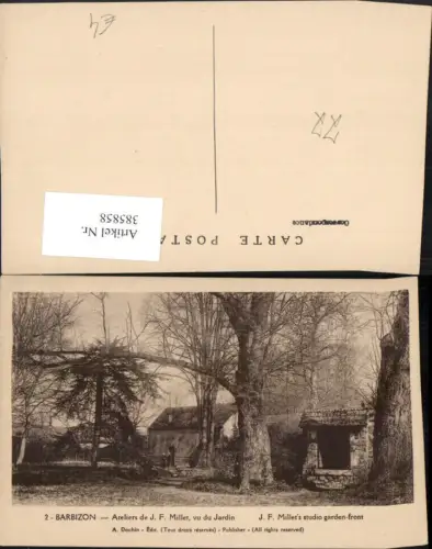 385858,Ile-de-France Seine-et-Marne Barbizon Ateliers de J. F. Millet vu du Jardin