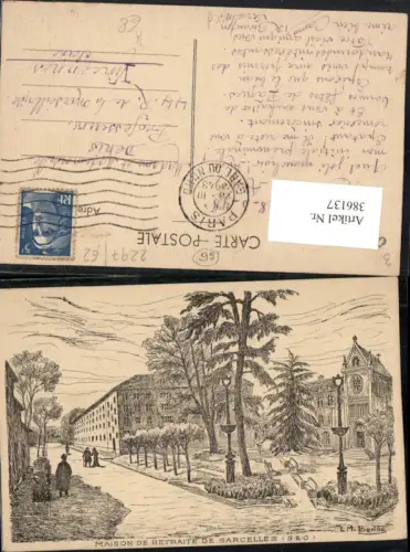 386137,Künstler AK L. M. Berthe Ile-de-France Val-Oise Sarcelles Maison de Retraite Gebäude