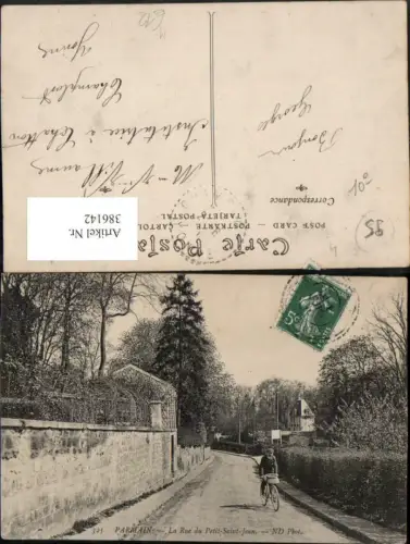 386142,Ile-de-France Val-Oise Parmain La Rue de Petit-Saint-Jean Straßenansicht Fahrrad