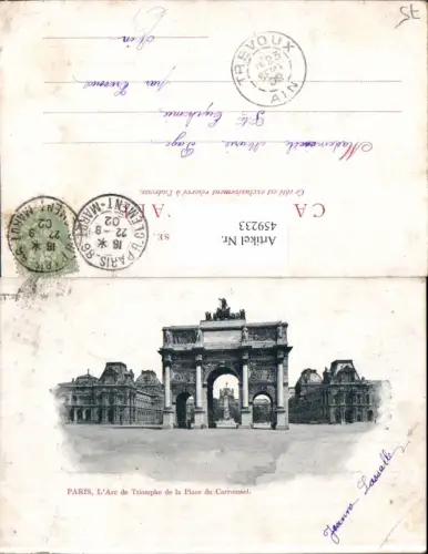 459233,Ile-de France Paris L Arc de Triomphe de la Place du Carroussel Triumphbogen