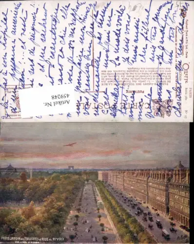 459248,Künstler Ak Ile-de France Paris Jardin de Tuileries et Rue de Rivoli Flugzeug pub Tuck 981euro97