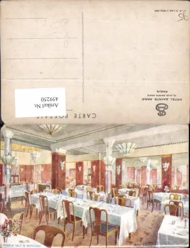 459250,Künstler Ak Ile-de France Paris Hotel Sainte Anne Speisesaal