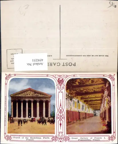 459251,Ile-de France Paris Church of the Madeleine Great Gallery of Francis I Fontainbleu