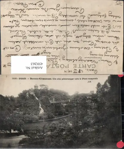 459263,Ile-de France Paris Buttes-Chaumont Un cite pittoresque vers le Pont suspendu Brücke