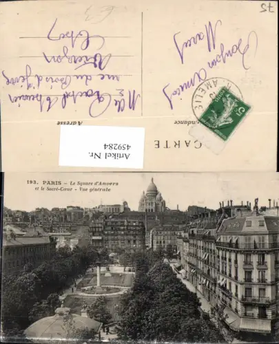 459284,Ile-de France Paris Le Square de Anvers et le Sacre Coeur Vue generale